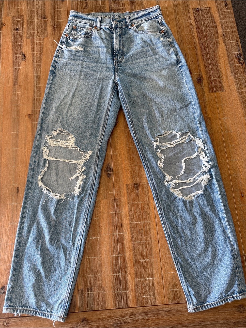 American Eagle Outfitters Distressed Light Blue Boyfriend Jeans